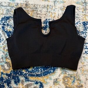 Amazon Black Ribbed Sports Bra